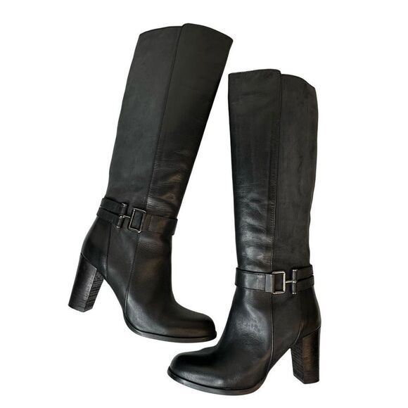 SESTO MEUCCI Black Knee High Heeled Made in Italy Leather Boots Size 8.5 - Picture 4 of 16